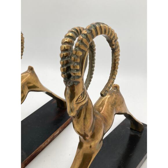 Brass Ibex Bookends – Mid-Century Modern Hollywood Regency Pair - Picture 6 of 7